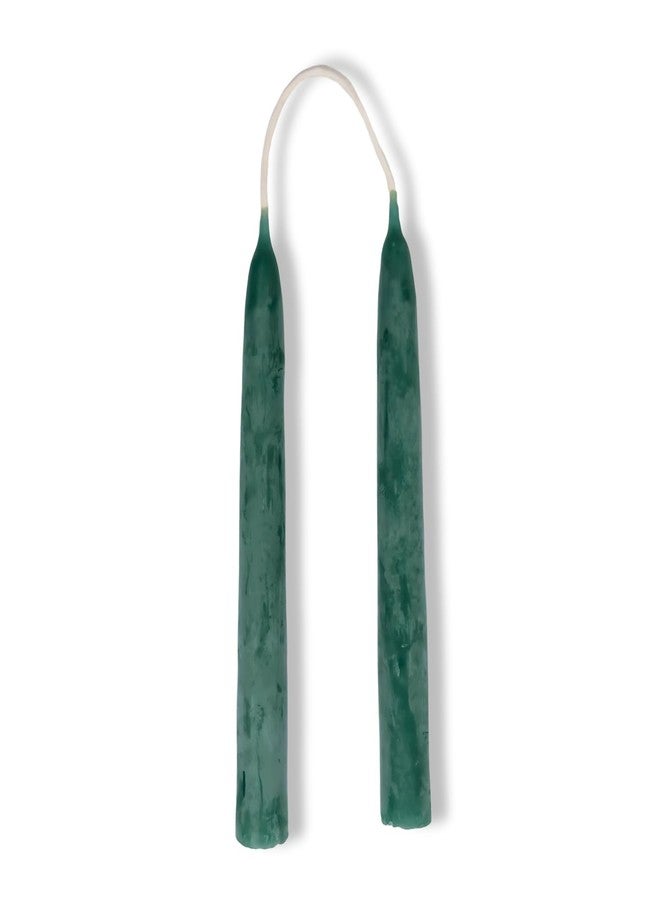 Candlestock Beeswax Taper Candles - 1/2" Diameter, Pure 100% Natural USA Beeswax, Cotton Wick, Dripless, Long-Burning, Handmade in Woodstock- 1 Pair of Half Inch Tapers (Teal, 4 Inch) - Image 1